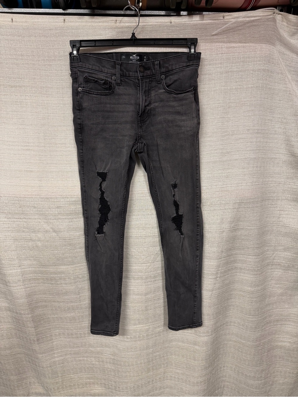 Hollister Washed Black/Grey Ripped Skinny Jeans
